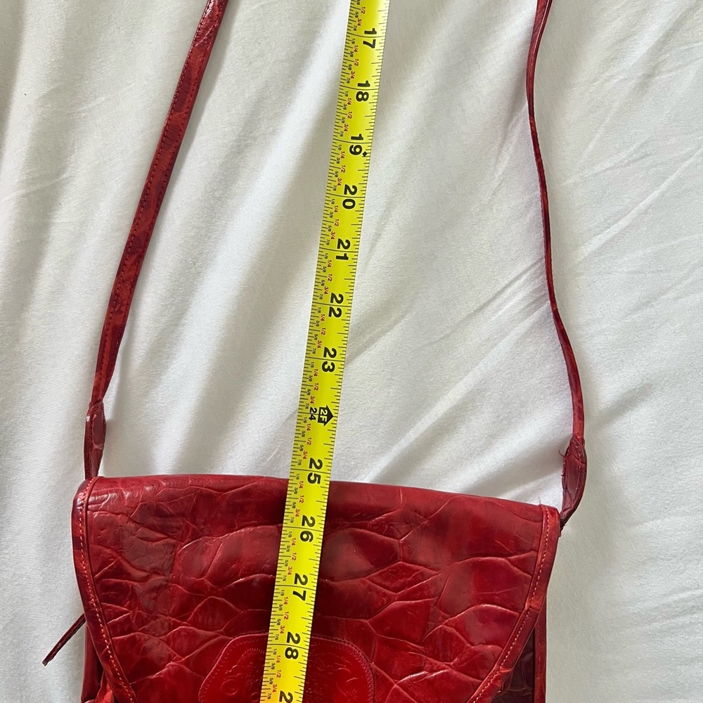 Carlos Falchi Exotic Leather Red Crossbody Bag - Picture 9 of 12